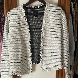 Nic+Zoe knit black and white blazer, size small.